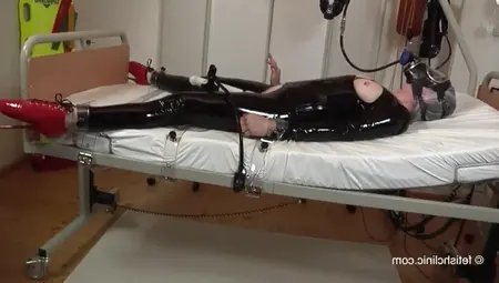 Immobilized Latex Slave Gets Pussy Punishment With Breath Play