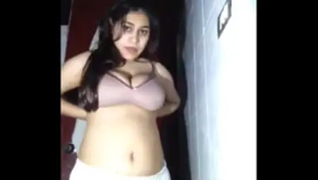 Amazing Indian Babe Pressing And Squeezing Her Big Sexy Boobs