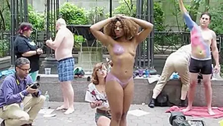 Ebony Body Paint Nude In Public