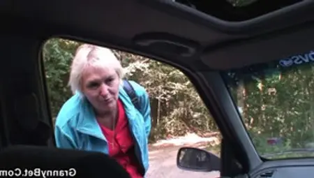 Old Bitch Gets Nailed In The Car By A Strange