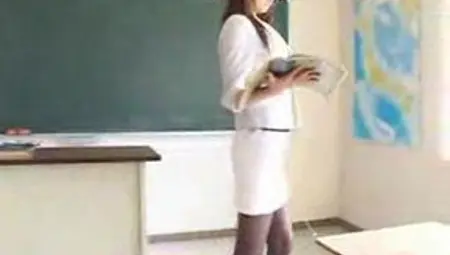 Sexy Japanese Teacher In Miniskirt Pantyhose