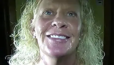 Nasty Mature With Blonde, Curly Hair Is Getting Fucked All Night Long And Eating Loads Of Cum