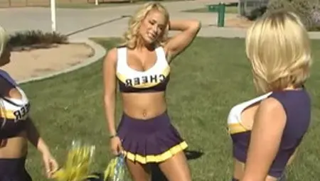 Incredibly Busty Cheerleader Shyla Stylez Devours Two Big Cocks In A Threesome