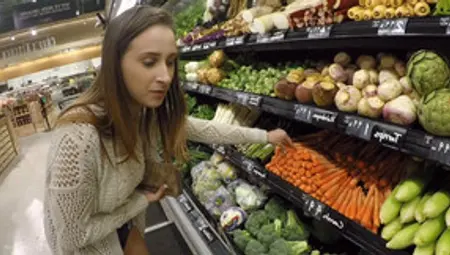 Shopping For Veggies To Fuck With A Chick In A Cardigan