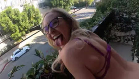 Risky Amazing Hard Sex On Hotel Balcony With Ginger Banks