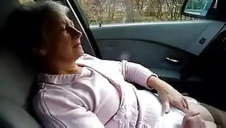 Beautiful Granny Masturbates Herself In The Car