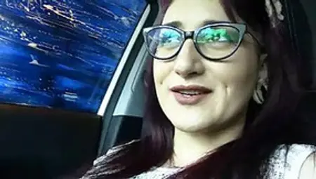Lusty Chick With Glasses And Tattoos Is Masturbating In The Car And Moaning While Cumming