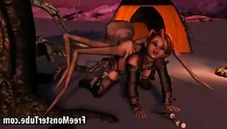 Foxy 3D Babe Gets Fucked By An Alien Spider Outdoors
