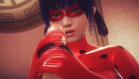 LadyBug: Rubs Her Ass In Latex With A Hard Cock