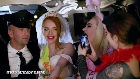 Bride And Her Girlfriends Through Orgy In Limousine