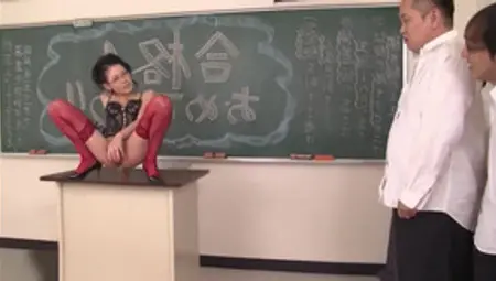 Horny Japanese Teacher Fucks Herself In A Classroom