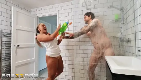 Seduced Busty Wife Beth Bennett Sucks A Long Dick In The Shower