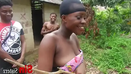 Two Brothers Caught Fucking Two  Local African Black With Vagina Sisters Farming In Public,