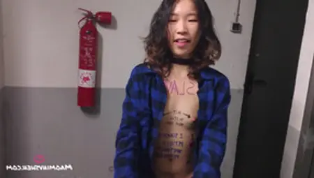 Asian Lil Slave Enjoys Assets Writing And Being Unveiled