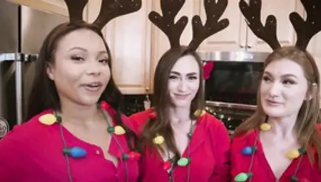 Three Girls Are Involved In A Reindeer Cosplay And Passionate Foursome