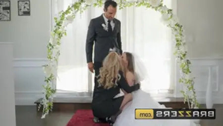 Brazzers - Husband And Bride To Be Get Shared By Hot MILF
