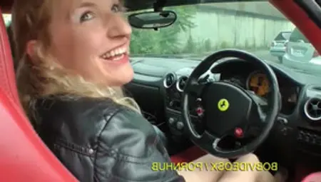 Caroline A Pretty Blondie Gets Dildo On A Ferrari