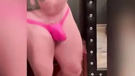 Muscular Cuck Inside Goddess Pink Thongs Likes It Up His Booty!