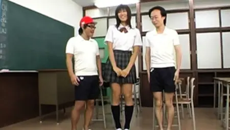 Tall Japanese Schoolgirl Brings Her Fantasies To Fruition