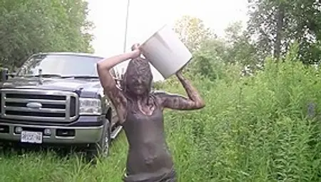 Sexy Blond Girl In Mud