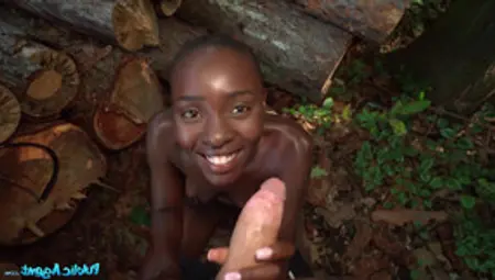 Smiley African Ebony Teen Zaawaadi Gets Her First Pink Penis In The Woods