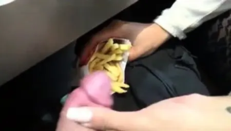 Kinky Ho Makes BF Cum Into Her Fries Right At The Restaurant