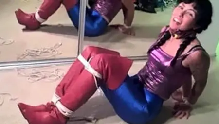 Dakota Hogtied In Red Boots Escapes From Bonds
