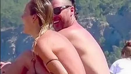 Incredible Brunettes Couple Ibiza Nudist Topless