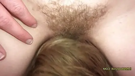 Bushy Blonde Squirting Pussy Coated In Cum
