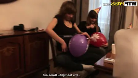 Filthy College Chicks Have A Blast Drinking At The Party And Playing With Balloons