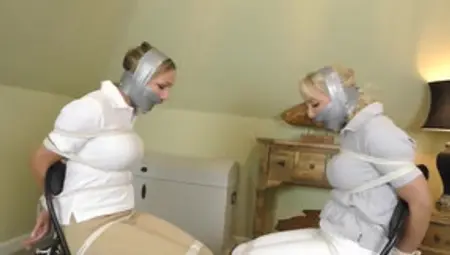 Two Girls Massively Tape Gagged