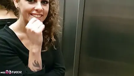 German Teen With Curly Hair, Luna Richter Got Fucked In The Elevator After Sucking A Stranger's Dick