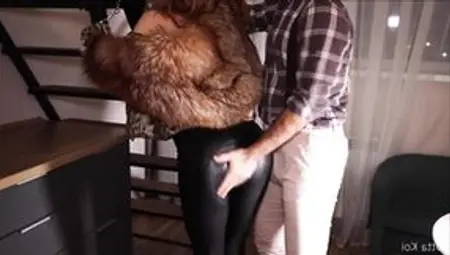 Fucking Red Head Skank Into African Leather Pants And Fur Coat.