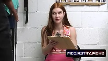 Beautiful Ginger Teen Caught Stealing And Disciplined By Big Black Cock In The Backroom