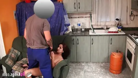 Delivery Guy Filmed While Fucking Oiled Spanish Beauty
