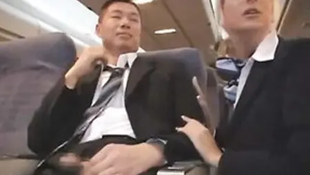 Sexy Stewardess Gives Handjob