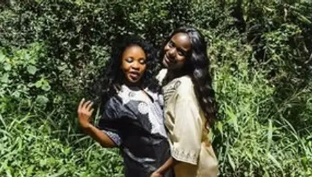 Lesbo African College Friends Toying After Walk Into Park