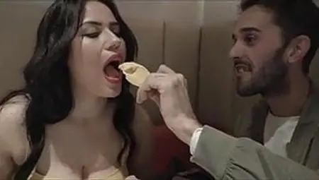 Busty Latina And A Guy Tease Each Other And Fuck In A Restaurant