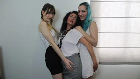 Mature Lesbian Caught Masturbating By Young Spanish Chicks