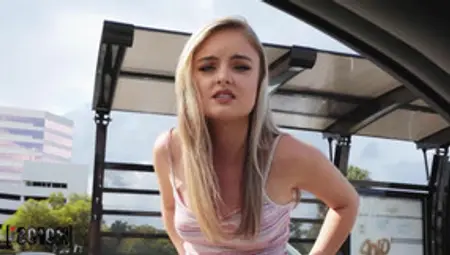 Cute Hitchhiker Lexie Fux Gives A Blowjob In A Car And Gets Fucked In The Back Seat