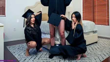 Stepsisters Hime Marie And Lulu Chu Celebrates Graduation Day With Some Fuck