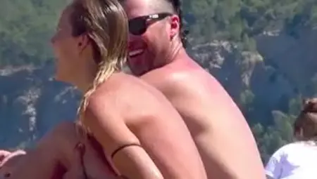 Incredible Brunettes Couple Ibiza Nudist Topless
