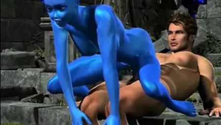 Human Fucking 3D Blue Alien Girl!