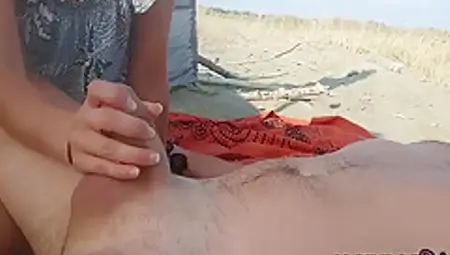 My Wife Jerks My Dick In Front Of A Stranger In Nudist Beach
