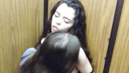Public Elevator Girl Fingers Girl Passionately!