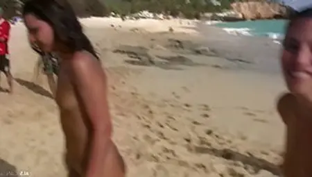 Skinny Brunette Is Moaning From Pleasure While Having Sex On The Beach, With A Handsome Guy