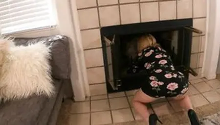 My Milf Stepmom Getting STUCK And Boned Into The Fire Place