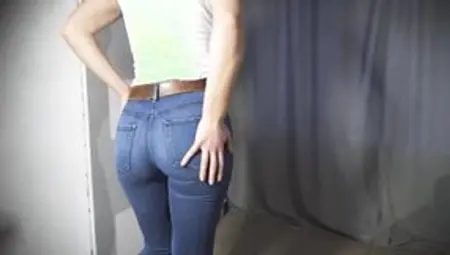 Great 18 Yo Butt Inside Tight Blue Jeans Tease 4K