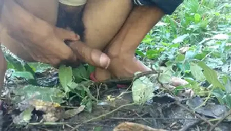 Hot Big Cock Handjob In Forest And Cumshot On Land