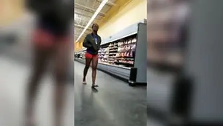 Wal-Mart Creep Shots African 19 Yo With Short Shorts Long Toe!